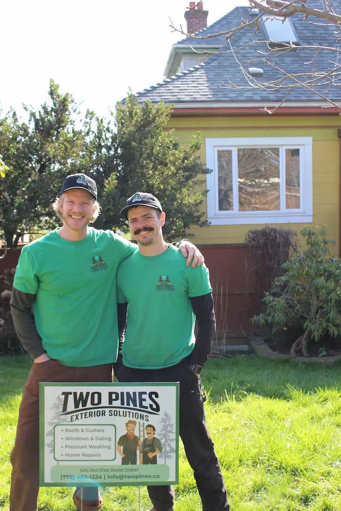 Mitchell Saremba and Axel Cash, founders of Two Pines Window & Gutter Cleaning, based in Esquimalt, BC.